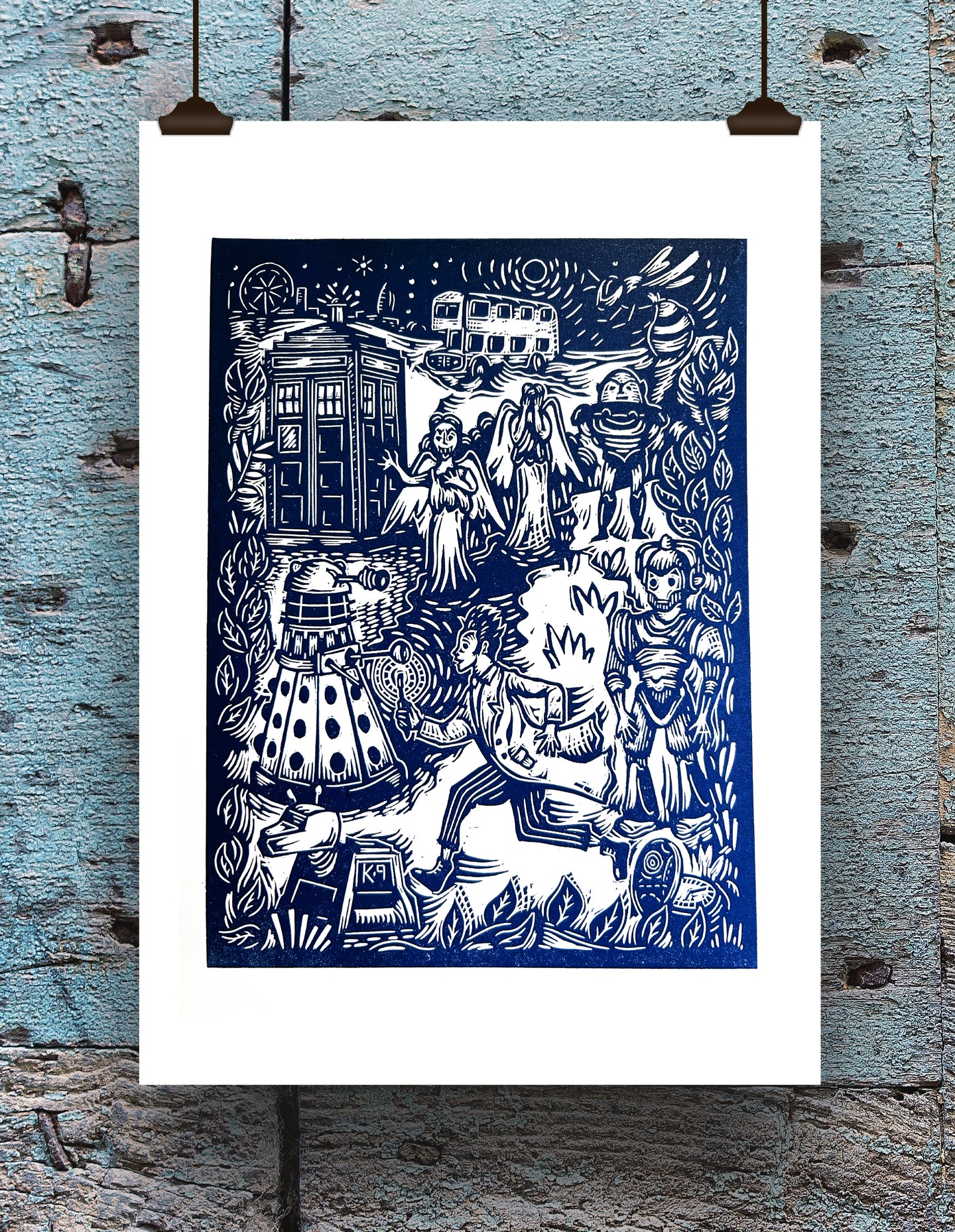 Doctor Who Linocut