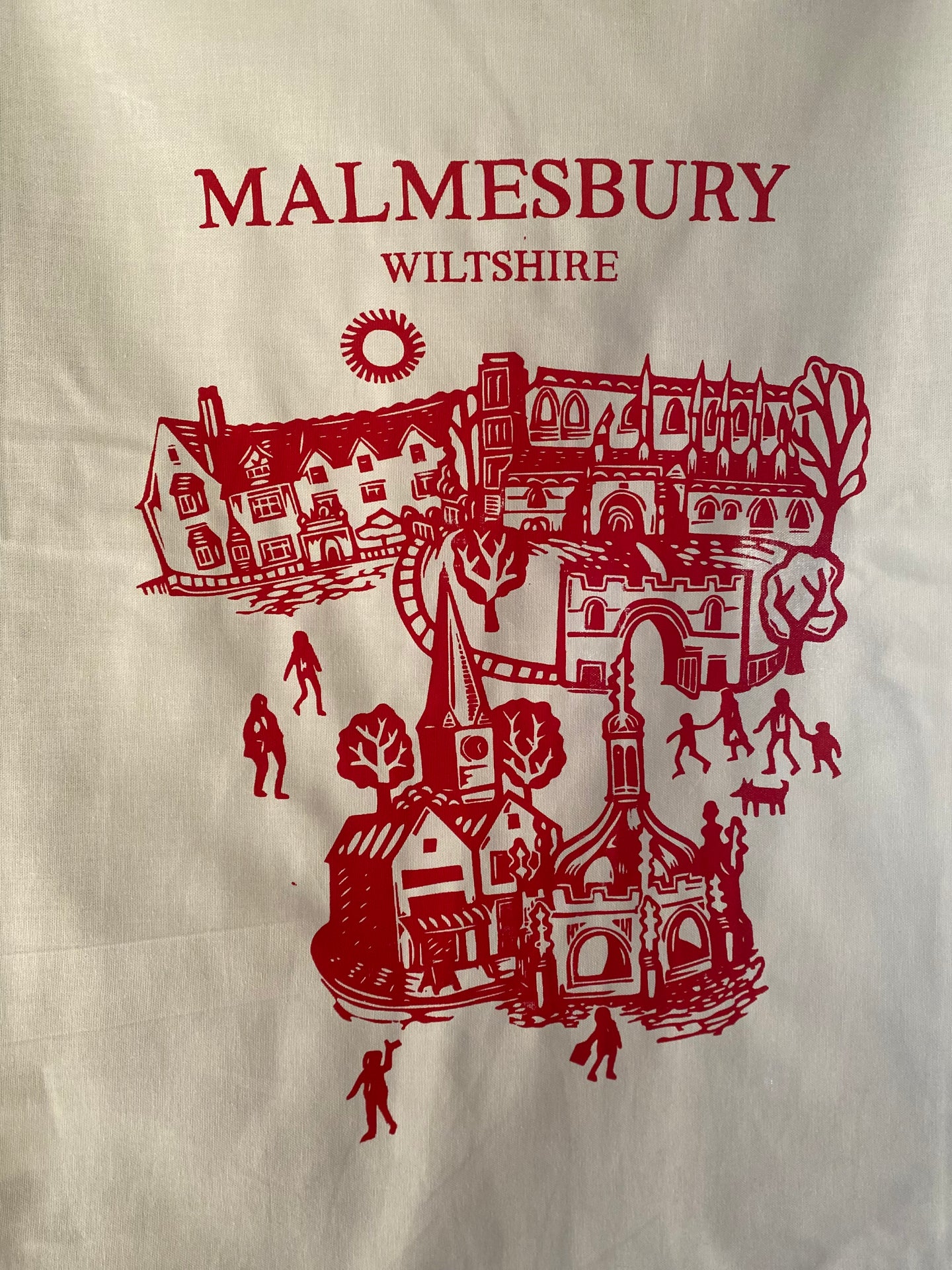 Malmesbury tea towel red