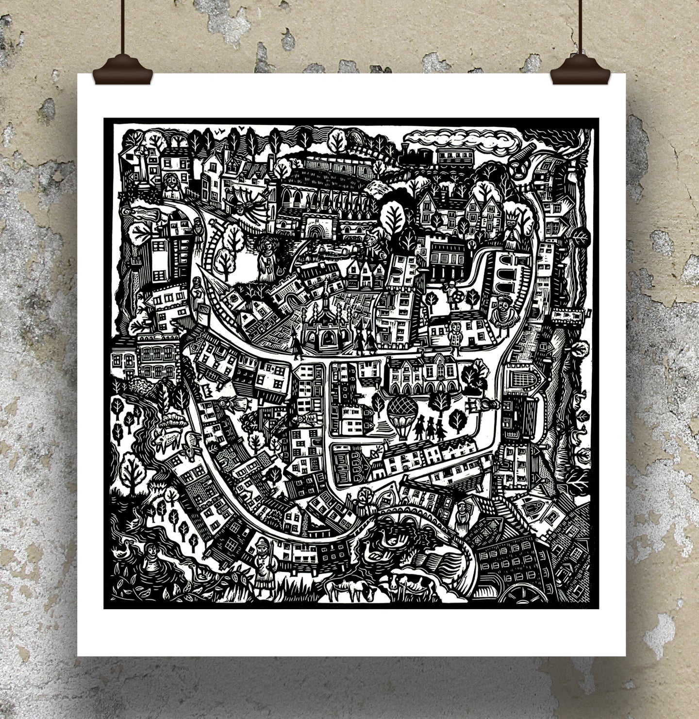 Historic Malmesbury Linocut