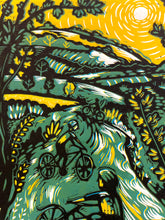 Load image into Gallery viewer, Cycling linocut
