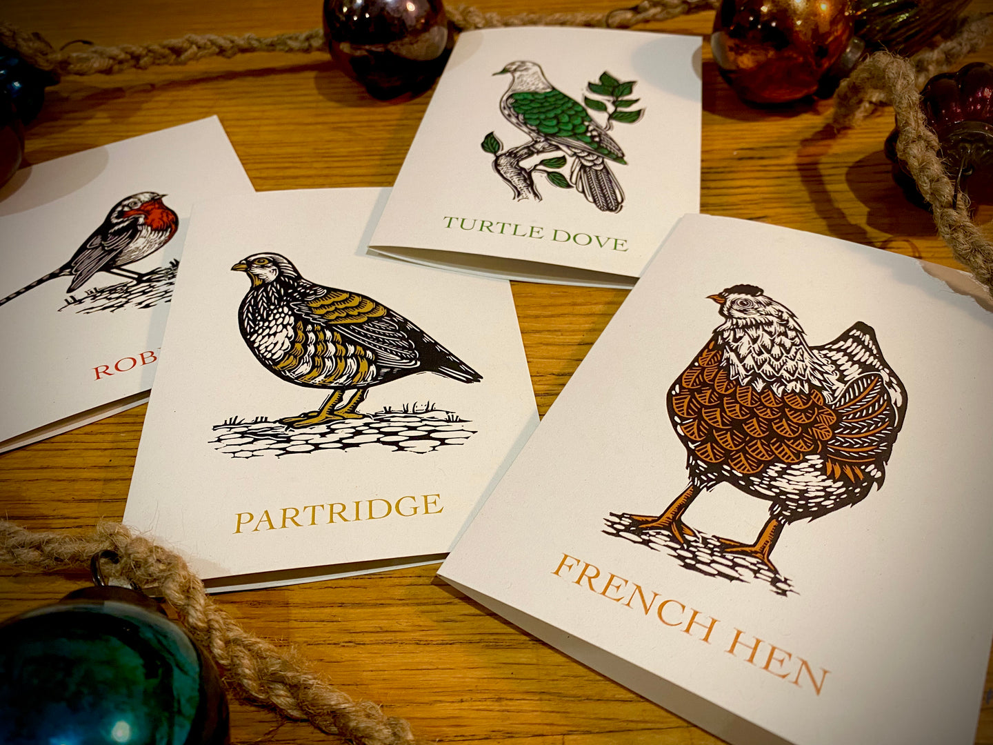 8 Christmas bird cards